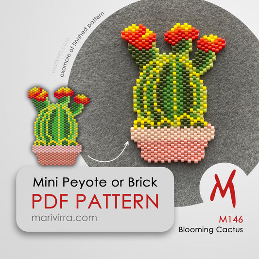 Blooming Cactus Peyote or Brick Digital Bead Pattern