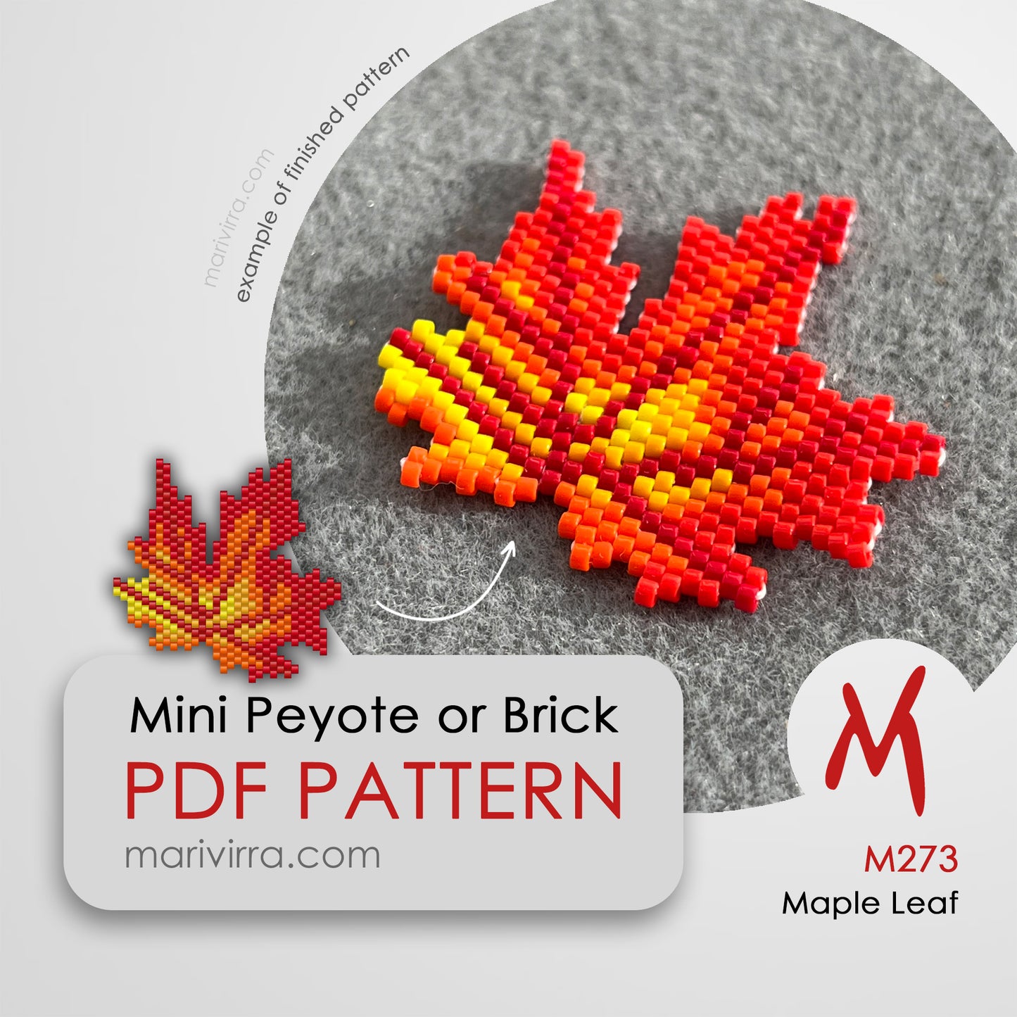 Maple Leaf Peyote or Brick Digital Bead Pattern
