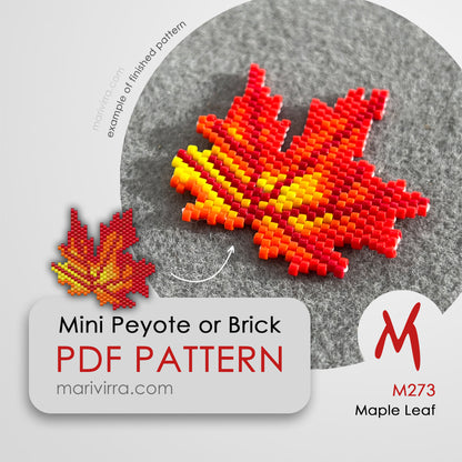 Maple Leaf Peyote or Brick Digital Bead Pattern