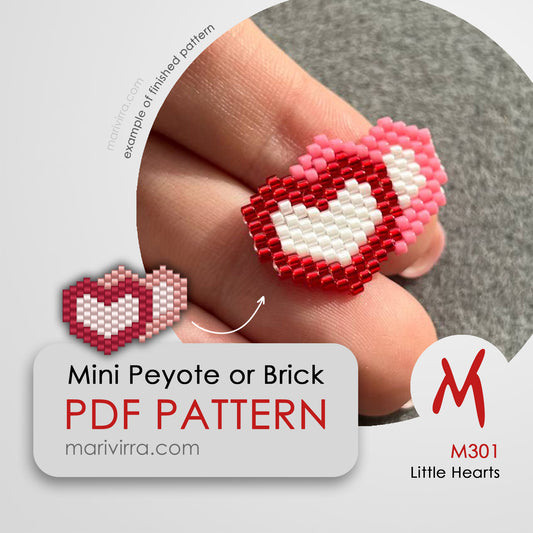 Little Hearts Peyote or Brick Digital Bead Pattern