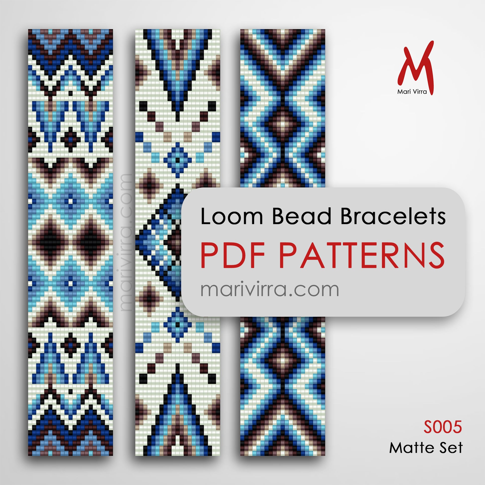 matte set of three loom digital bead patterns – marivirra