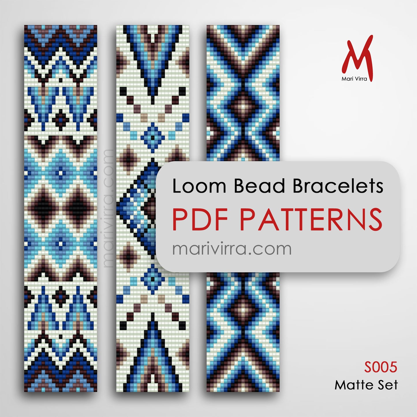 Matte Set of Three Loom Digital Bead Patterns