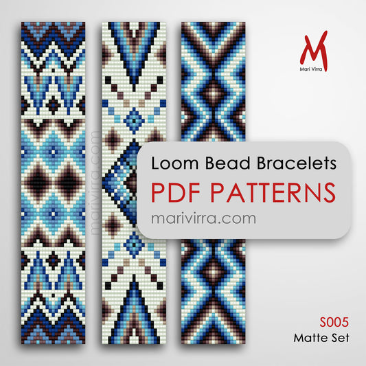 Matte Set of Three Loom Digital Bead Patterns
