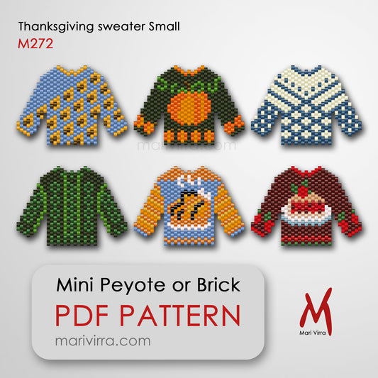 Mini Sweater Thanksgiving "Ugly" Sweater Set Peyote or Brick Digital Bead Pattern