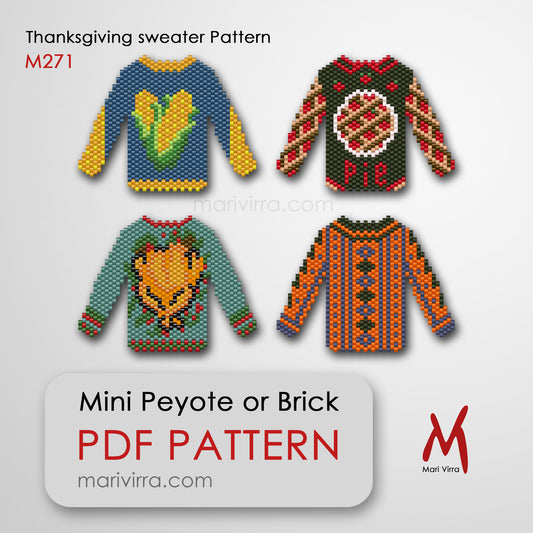 Thanksgiving "Ugly" Sweater Set Peyote or Brick Digital Bead Pattern