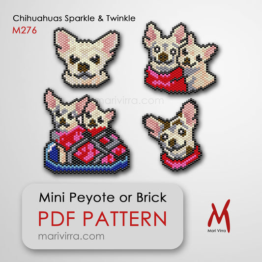 Chihuahua Dogs Sparkle & Twinkle Set Peyote or Brick Digital Bead Pattern