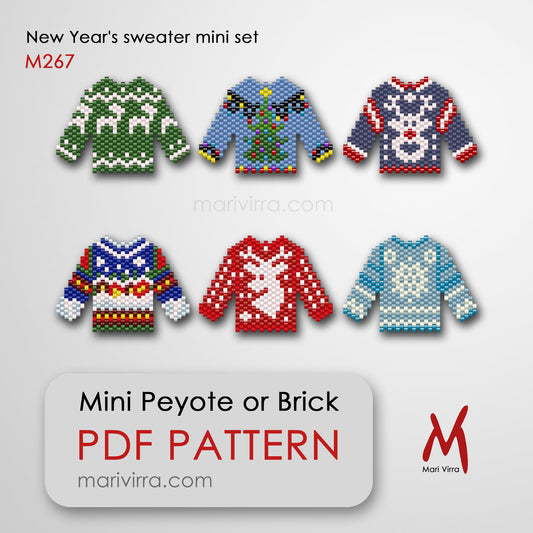Mini Reindeer Christmas Sweater Set Peyote or Brick Digital Bead Pattern
