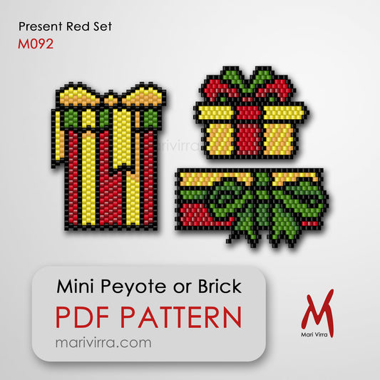 Present Red Set of Three Peyote or Brick Digital Bead Patterns