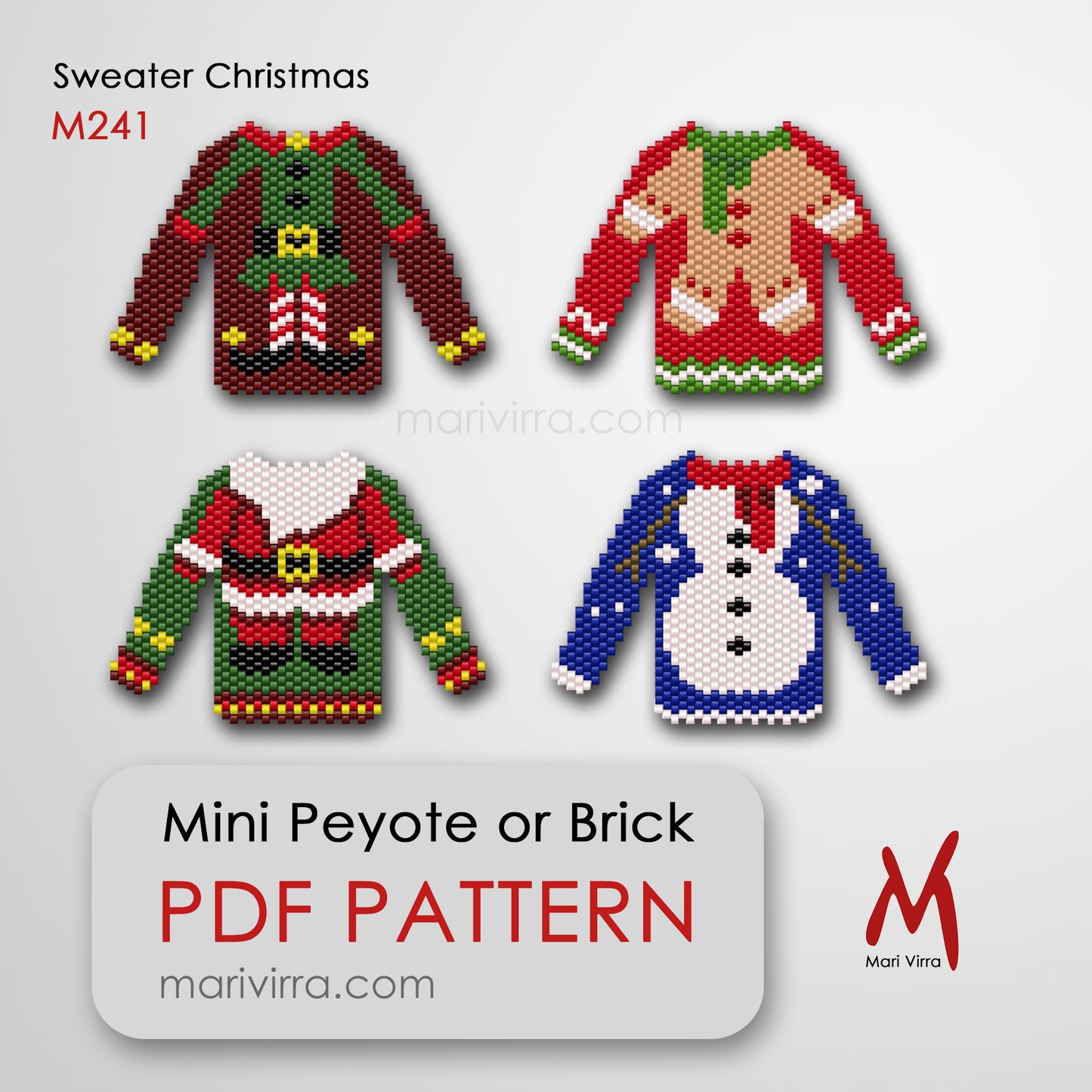Sweater Christmas Set Peyote or Brick Digital Bead Pattern