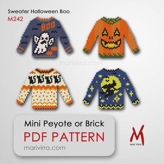 Sweater Halloween Boo Peyote or Brick Digital Bead Pattern