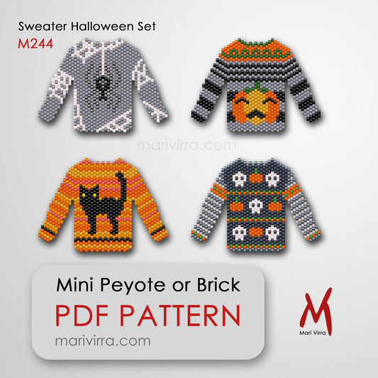 Sweater Halloween Boo Two Peyote or Brick Digital Bead Pattern