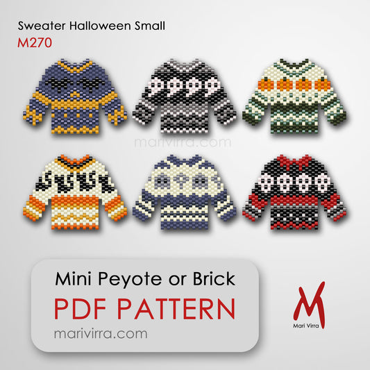 Mini Ugly Halloween Sweater Set Peyote or Brick Digital Bead Pattern