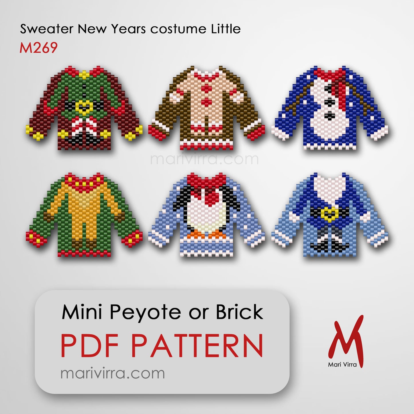Mini Ugly Christmas Sweater Set Peyote or Brick Digital Bead Pattern