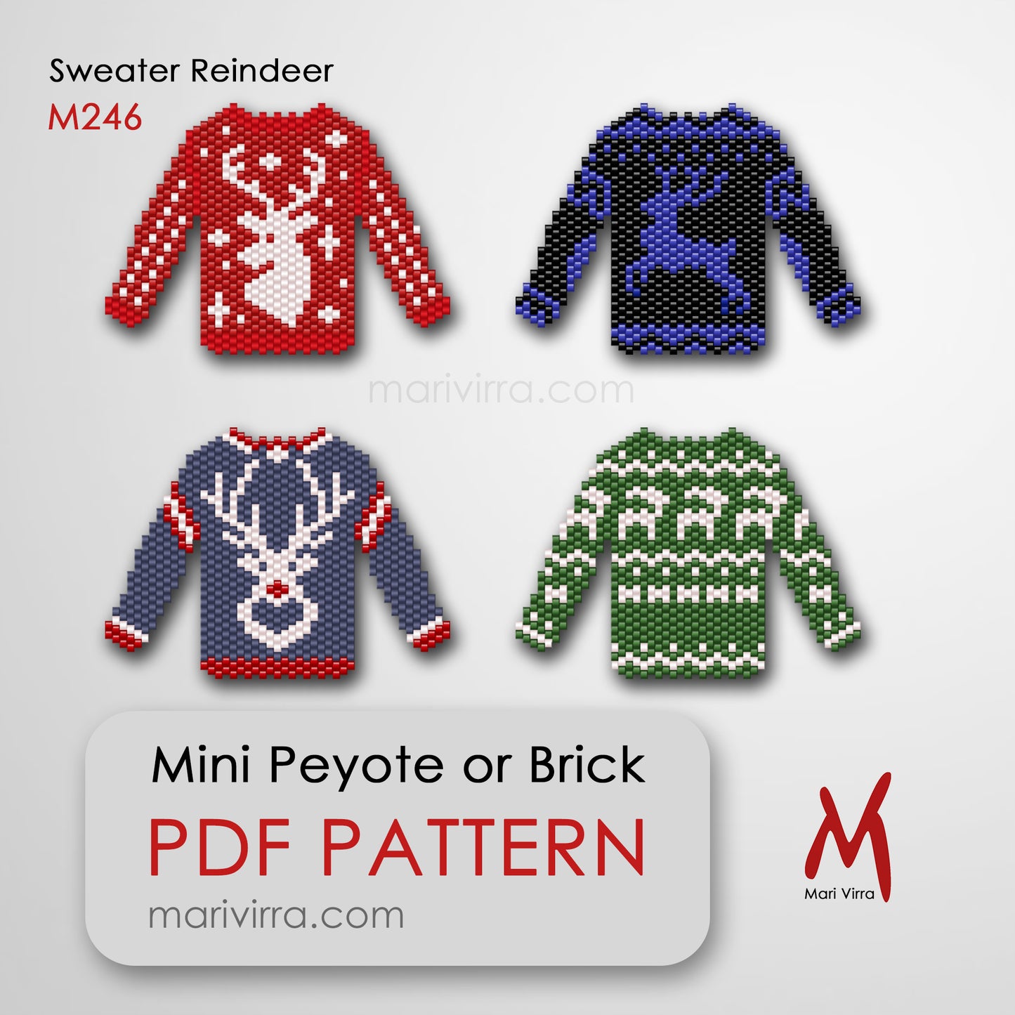 Sweater Christmas Set Peyote or Brick Digital Bead Pattern