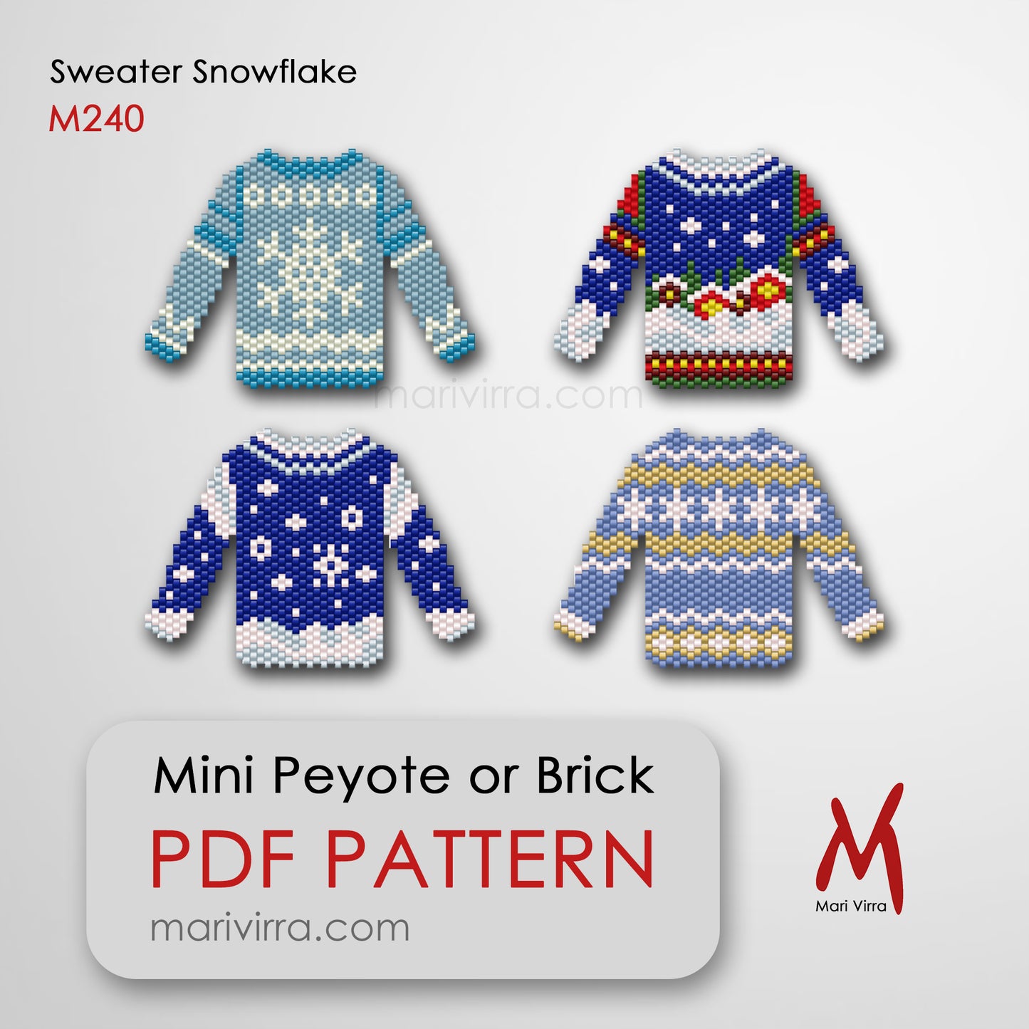 Sweater Snowflake Set Peyote or Brick Digital Bead Pattern