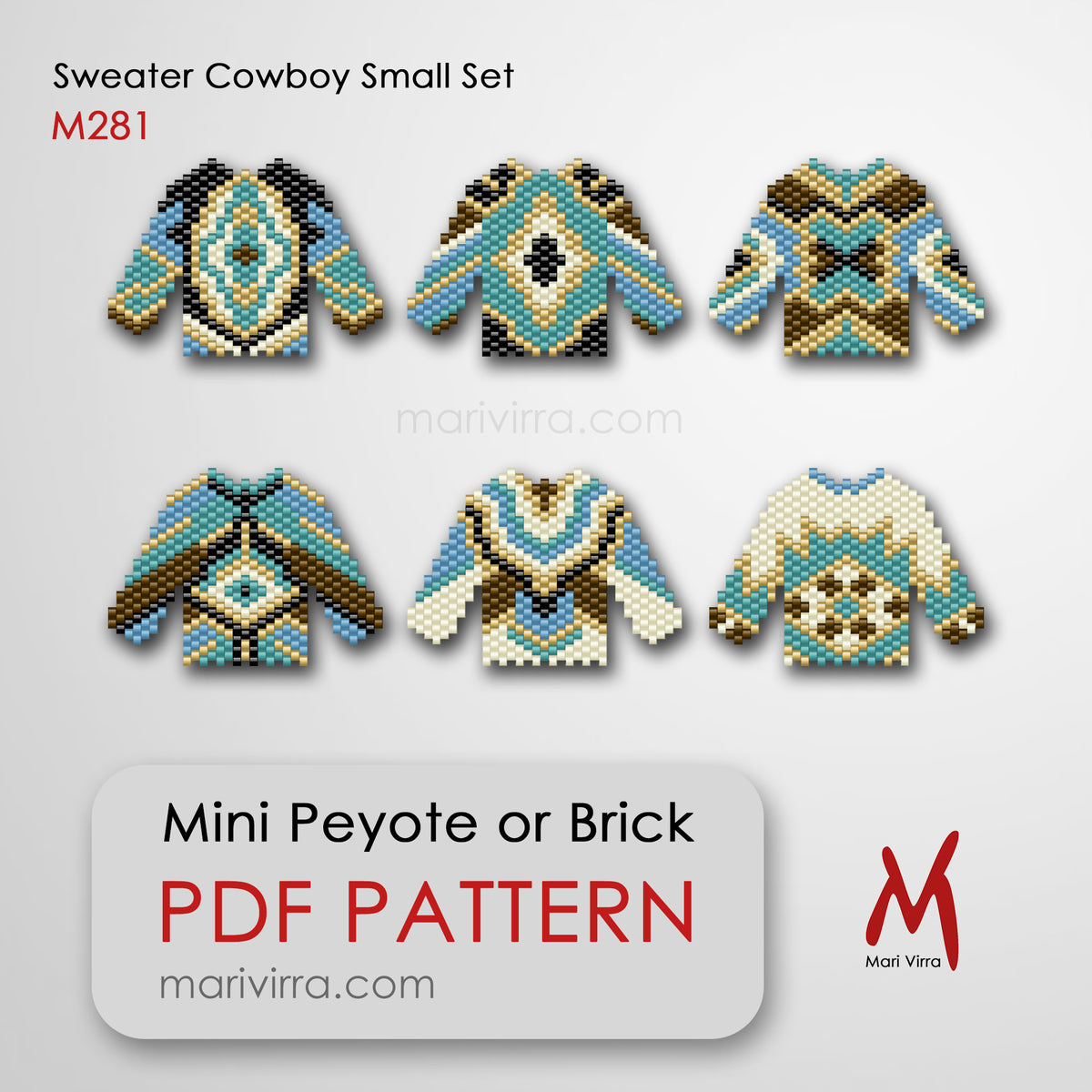 Mini Turquoise Cowboy Sweater Set Peyote or Brick Digital Bead Pattern