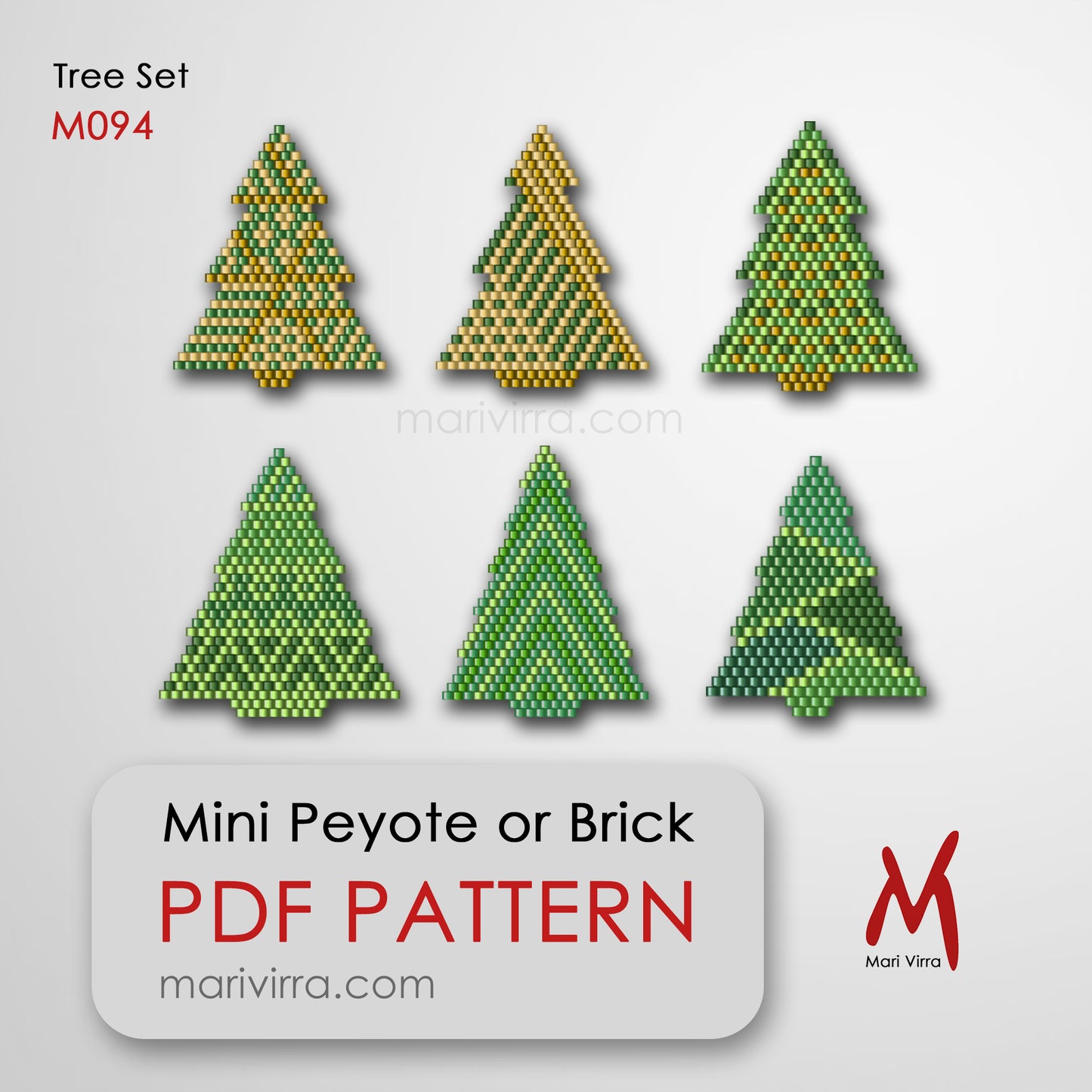 Tree Set Peyote or Brick Digital Bead Pattern