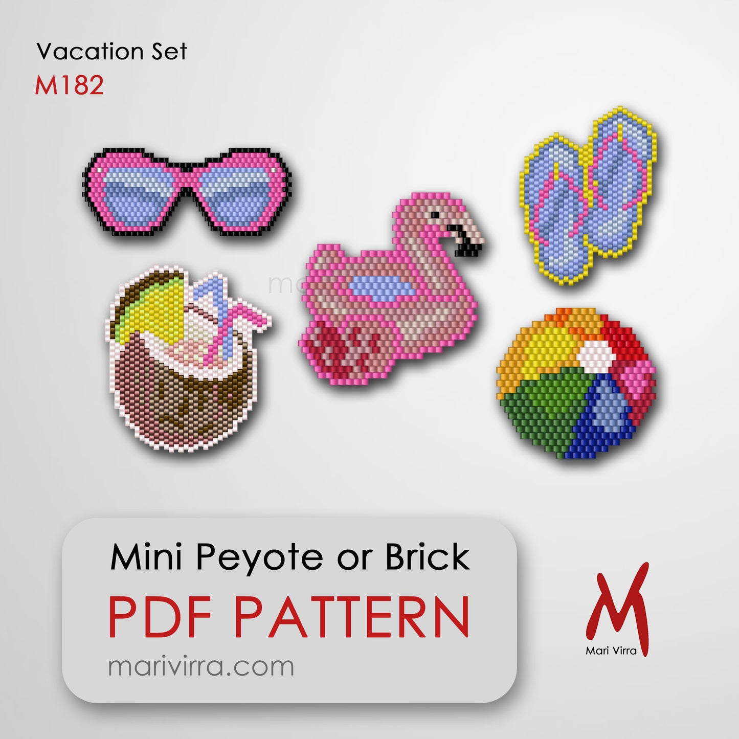 Vacation Set Peyote or Brick Digital Bead Pattern