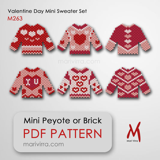 Valentine Day Mini Sweater Set Peyote or Brick Digital Bead Pattern