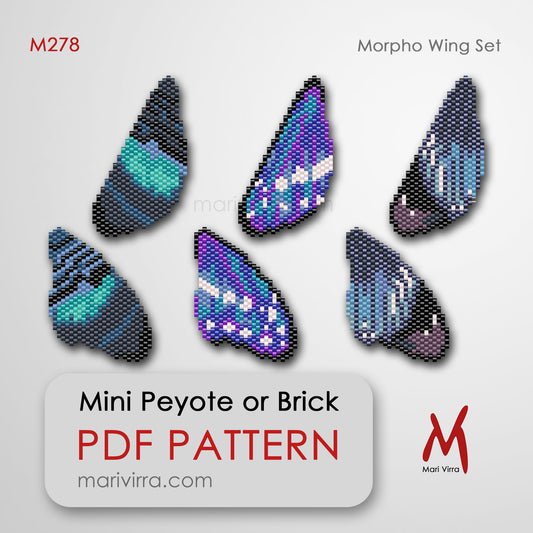 Morpho Butterfly Wing Set Peyote or Brick Digital Bead Patterns