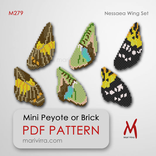 Papillon Yellow Butterfly Wing Set Peyote or Brick Digital Bead Patterns