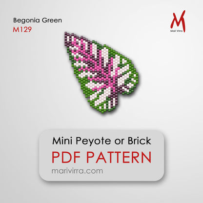 Begonia Green Peyote or Brick Digital Bead Pattern