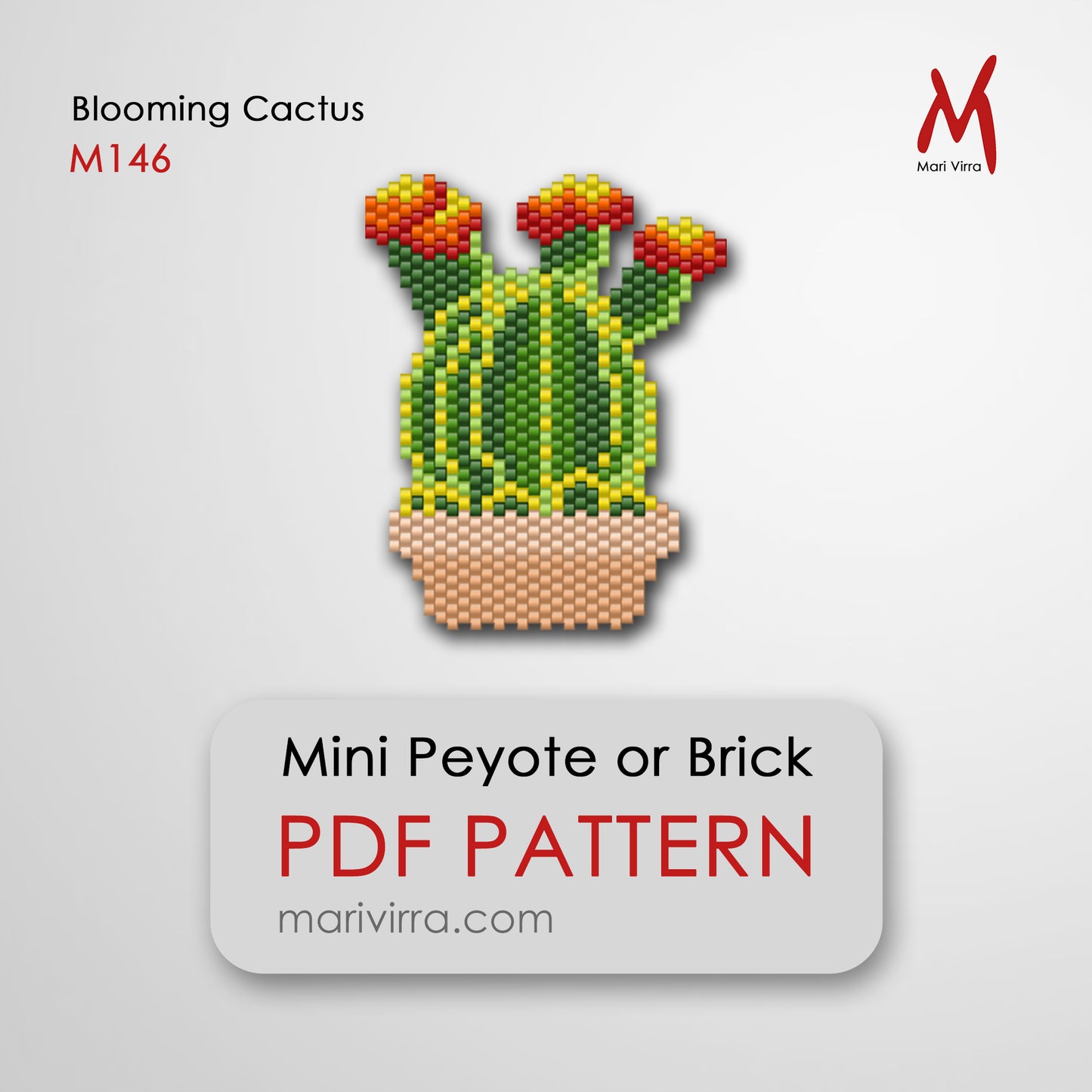 Blooming Cactus Peyote or Brick Digital Bead Pattern