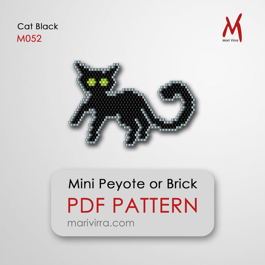 Cat Black Peyote or Brick Digital Bead Pattern