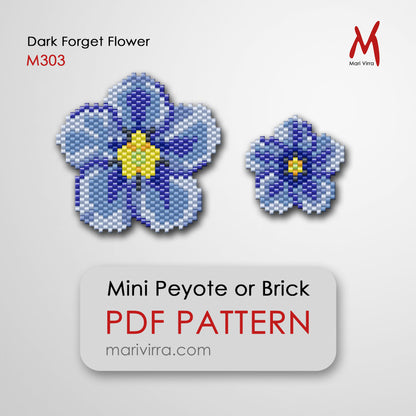 Dark Forget Flower Peyote or Brick Digital Bead Pattern
