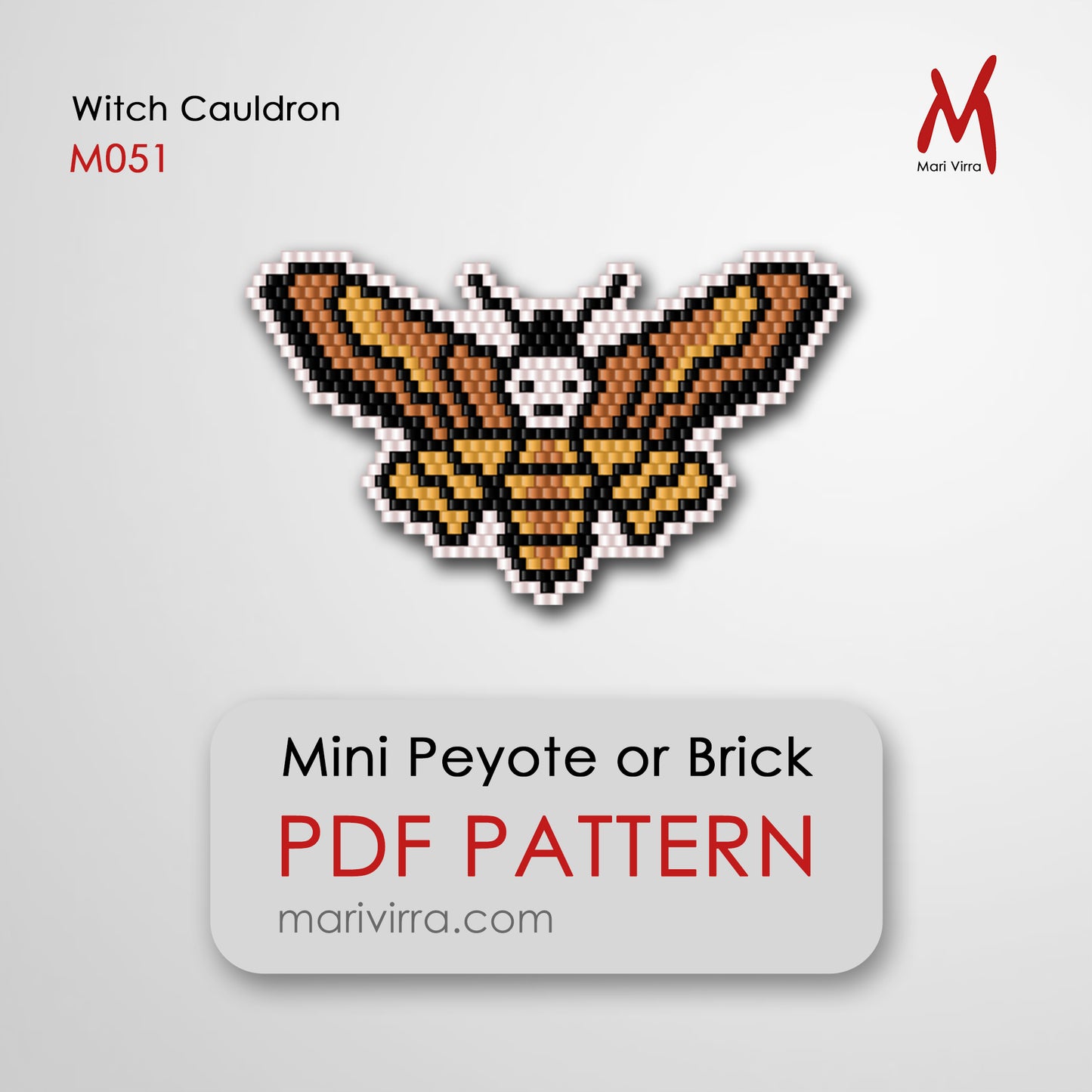 Dead Head Moth Peyote or Brick Digital Bead Pattern