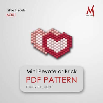 Little Hearts Peyote or Brick Digital Bead Pattern