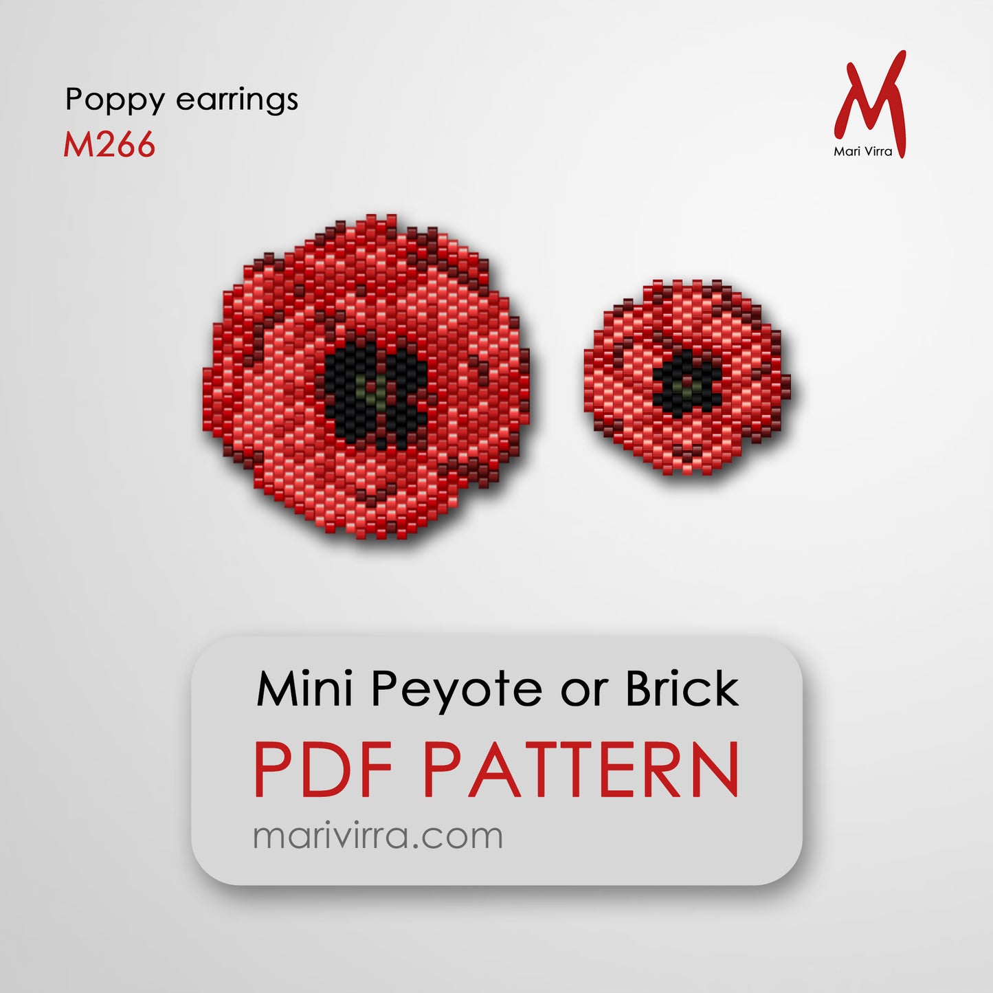 Poppy Flowers Peyote or Brick Digital Bead Pattern