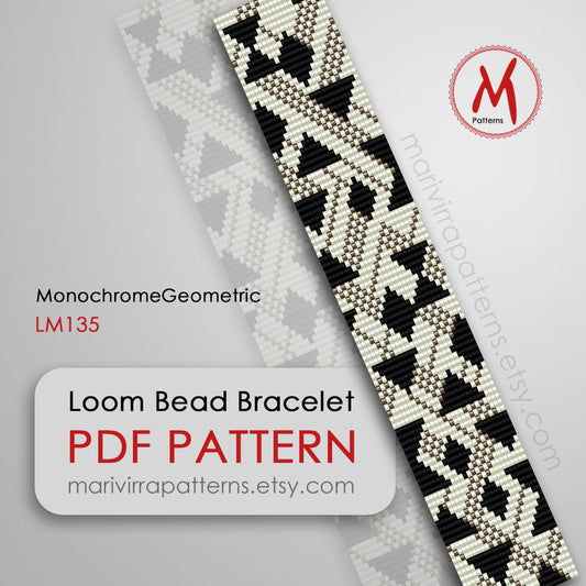 Monochrome Geometric Loom Digital Bead Pattern