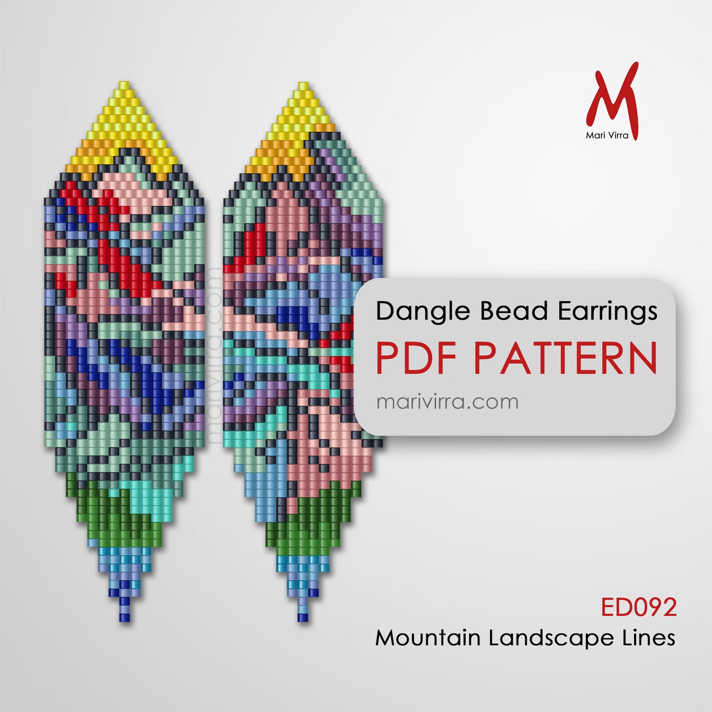 Mountain Landscape Lines Dangle Earrings Digital Bead Pattern