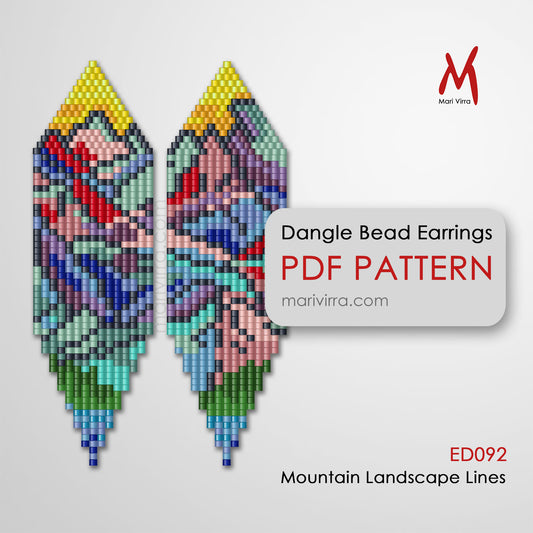 Mountain Landscape Lines Dangle Earrings Digital Bead Pattern