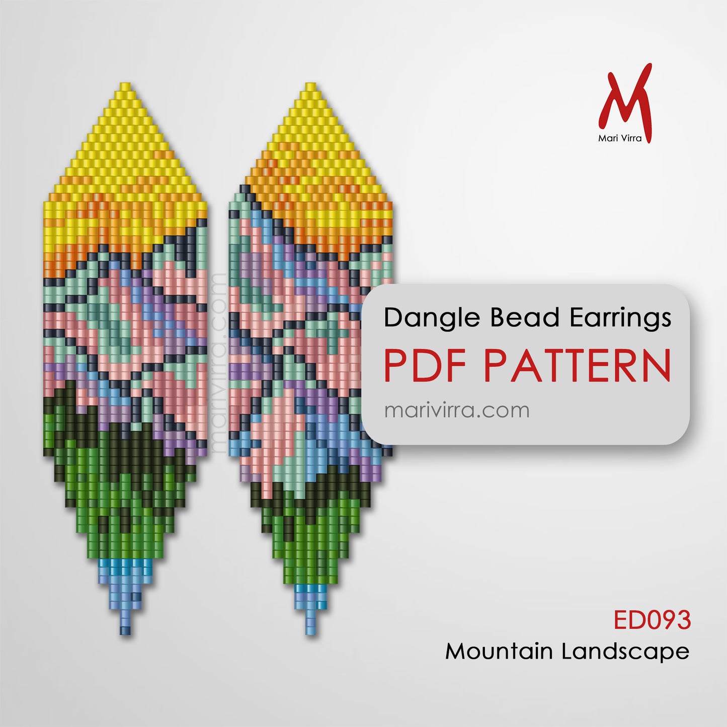 Mountain Landscape Dangle Earrings Digital Bead Pattern