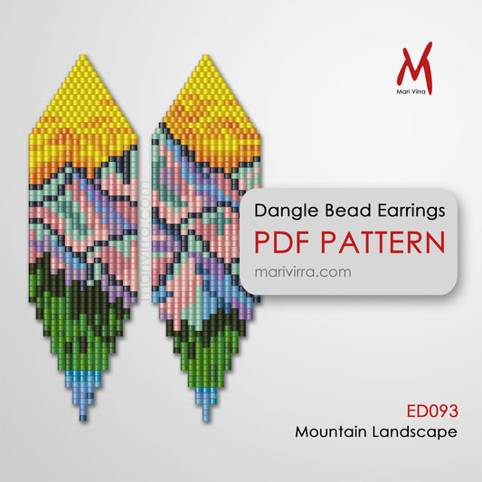 Mountain Landscape Dangle Earrings Digital Bead Pattern