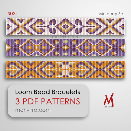Mulberry Set of Three Loom Digital Bead Patterns