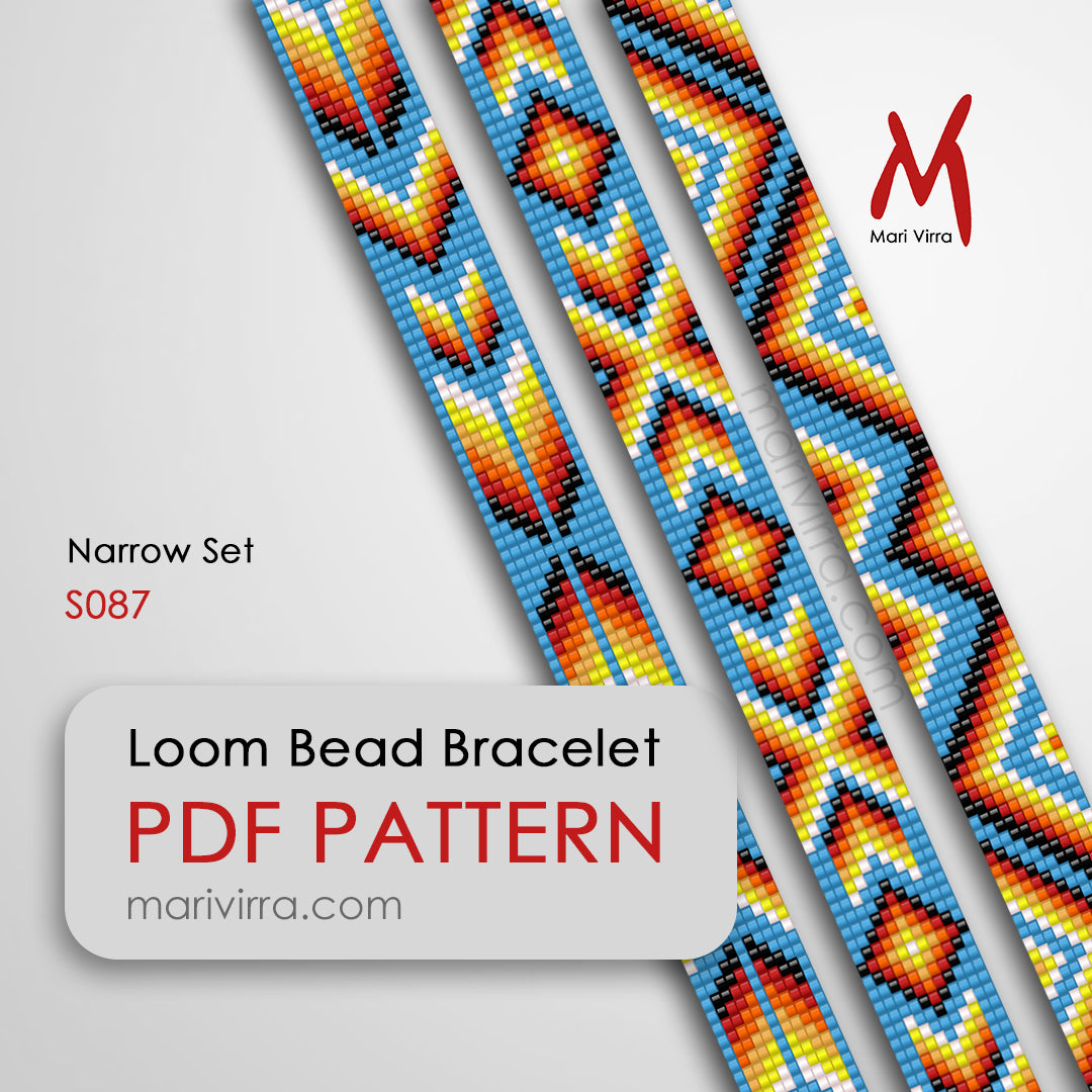 Narrow Set of Three Loom Digital Bead Patterns