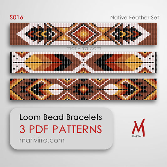 Native Feather Set of Three Loom Digital Bead Patterns