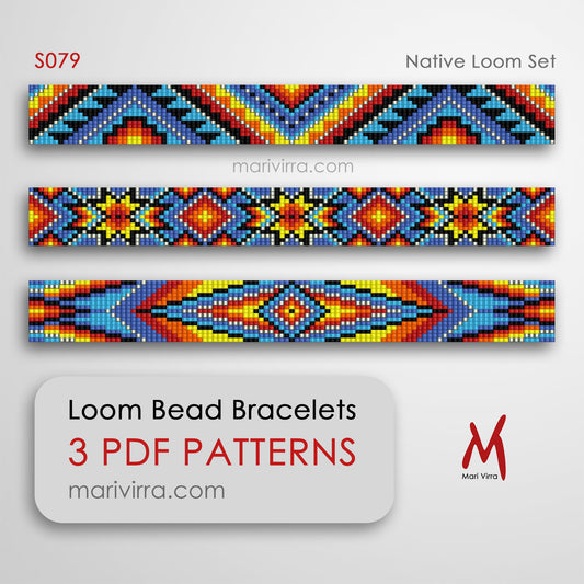 Native Set of Three Loom Digital Bead Patterns