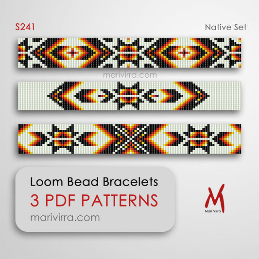 Native Set of Three Loom Digital Bead Patterns