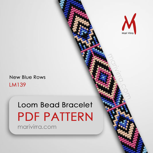 New Blue Rows Bracelet Loom Digital Bead Pattern