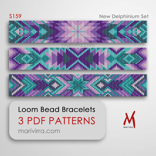 New Delphinium Set of Three Loom Digital Bead Patterns