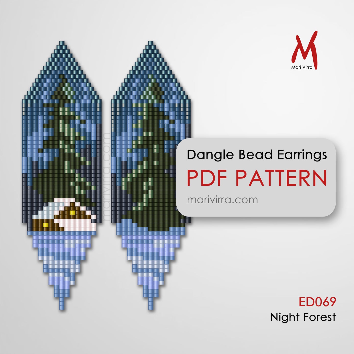 Night Forest Dangle Earrings Digital Bead Pattern