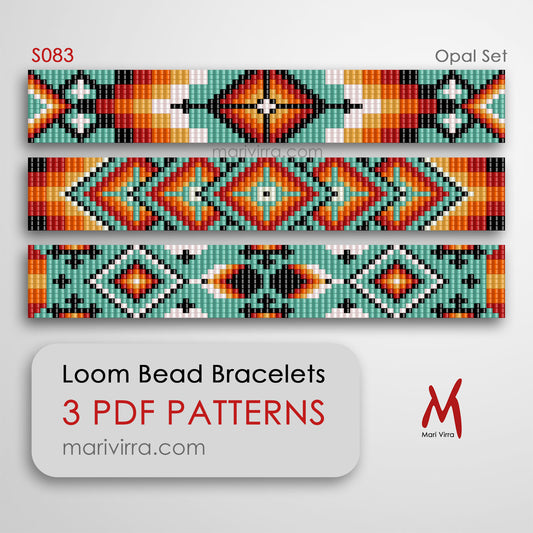 Opal Set of Three Loom Digital Bead Patterns
