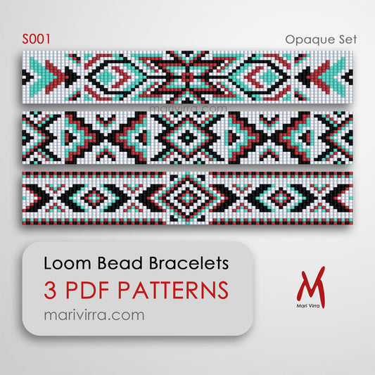 Opaque Set of Three Loom Digital Bead Patterns