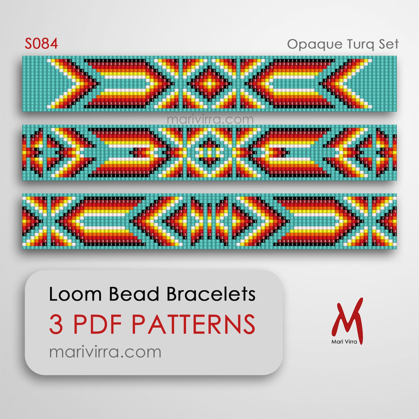 Opaque Turq Set of Three Loom Digital Bead Patterns