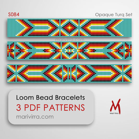 Opaque Turq Set of Three Loom Digital Bead Patterns