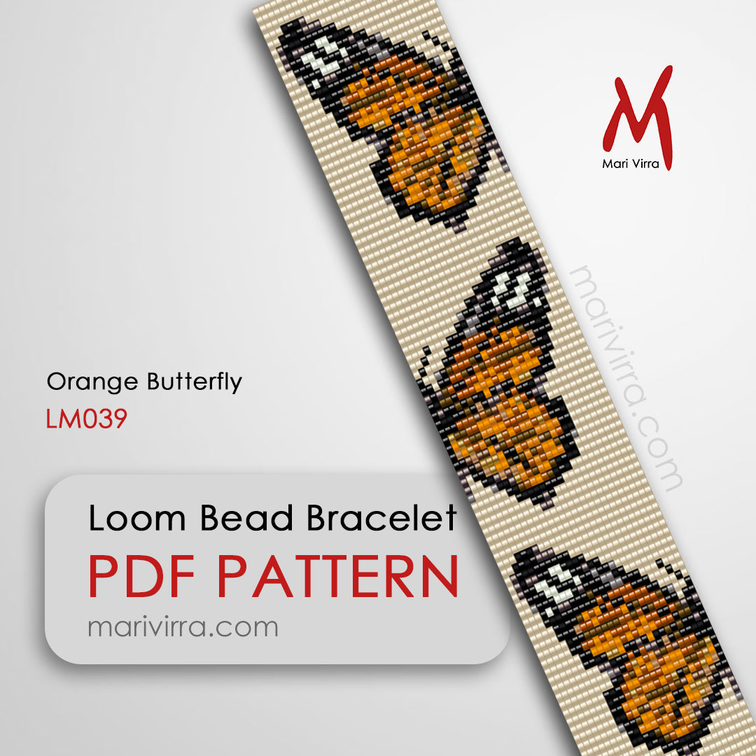 Orange Monarch Butterfly Digital Bead Pattern